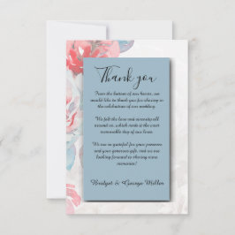 Cartão De Agradecimento poeira azul chic Floral rosa