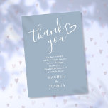 Cartão De Agradecimento Poema do Coração do Chá de fraldas Dusty Blue Boy<br><div class="desc">Um cartões de agradecimentos moderno e minimalista personalizado com seu obrigado você envia mensagens e nomes,  apresentando um coração bonito desenhado à mão e uma na moda de tipografia em um fundo azul empoeirado. Projetado por Thisnotme©</div>