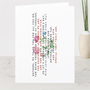 Cartão De Agradecimento poema e flores do dia de as mães