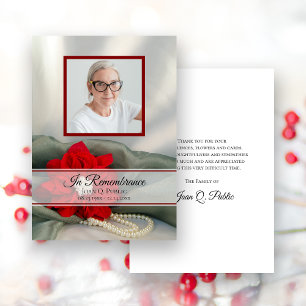 Cartão De Agradecimento Poinsettia Pearls Winter Funeral Memorial Simpatia