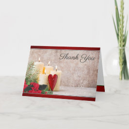 Cartão De Agradecimento Poinsettia, Velas e Casamento Verde