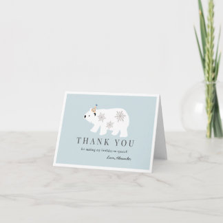Cartão De Agradecimento Polar Bear Winter Wonderland Blue Aniversário