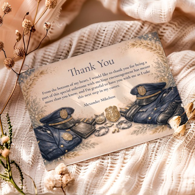 Cartão De Agradecimento Police Academy Formal Badge Graduation (Criador carregado)
