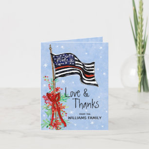 Cartão De Agradecimento Police Thin Red Line Flag Holly Family Name