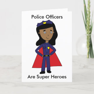 Cartão De Agradecimento Policial Mulher Negra Personalizar Super Herói