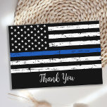 Cartão De Agradecimento Policial Personalizado Linha Azul Fino<br><div class="desc">Cartões de agradecimentos da Polícia da Linha Azul - bandeira americana em cores da Polícia, design angustiada. Este obrigado policial que você é perfeito para obrigado de um policial, ou departamentos de polícia. Personalize o dentro com sua mensagem pessoal para seu policial ou departamento de polícias favorito. COPYRIGHT © 2020...</div>