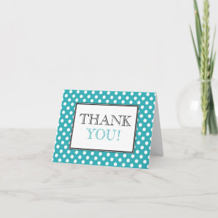 Cartão De Agradecimento Polka Dot Turquoise & White Thank You Card
