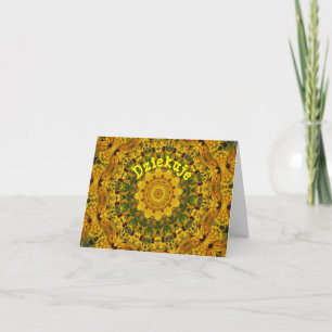 Cartão De Agradecimento Polonês Obrigado Dziekuje Flor Kaleidoscope Card