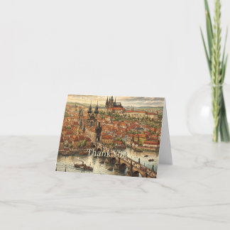 Cartão De Agradecimento Ponte Carlos em Arte Vintage de Praga | Personaliz