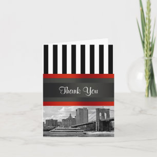 Cartão De Agradecimento Ponte do Brooklyn no Skyline NYC, Boat Invitation 