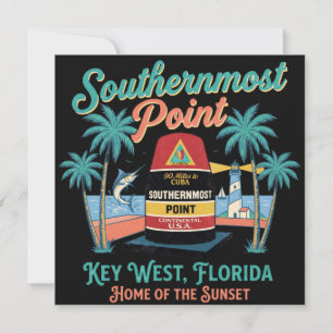 Cartão De Agradecimento Ponto Mais ao Sul Key West Vibração Tropical Retrô