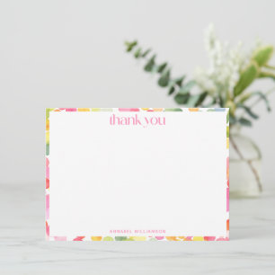Cartão De Agradecimento Pontos de Aquarela Arco-íris Nome Personalizado da