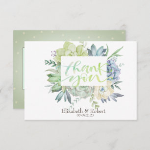 Cartão De Agradecimento Pontos de Sucultura do Cactus Desert Watercolor