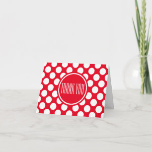 Cartão De Agradecimento Pontos vermelhos brancos obrigado festivo
