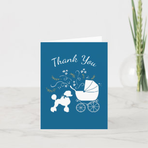 Cartão De Agradecimento Poodle Dog Chá de fraldas Puppy Blue Boy