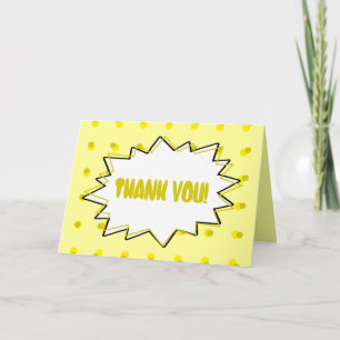 Cartão De Agradecimento Pop Art Thank You Card - Yellow Halftone