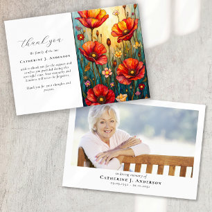 Cartão De Agradecimento Poppies Florais Simpatia Fotográfica Memorial Fune
