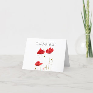 Cartão De Agradecimento Poppies Floral 1rua Primeira Festa de aniversário 