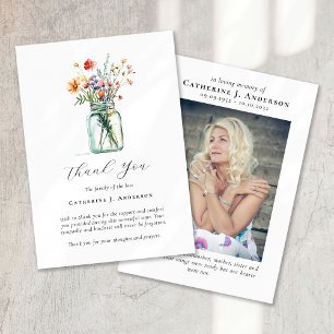 Cartão De Agradecimento Poppies Mason Jar Foto Simpatia Funeral Memorial