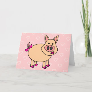 Cartão De Agradecimento Porco de Cartoon Bonito