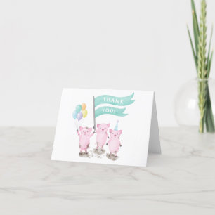 Cartão De Agradecimento Porco Rosa Obrigado