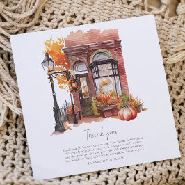 Cartão De Agradecimento Porta do outono do Partido do Aquecimento da Casa