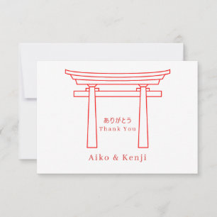 Cartão De Agradecimento Porta Torii Casamento Japonês Inglês Bilíngue