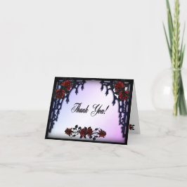 Cartão De Agradecimento Portão de Ferro Vermelho Rosa Gótico Casamento Rox