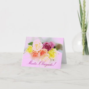 Cartão De Agradecimento Portuguese: Thank you rose bouquet