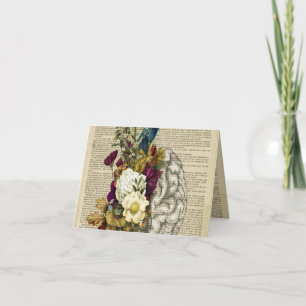 Cartão De Agradecimento poster de anatomia do cérebro floral médico