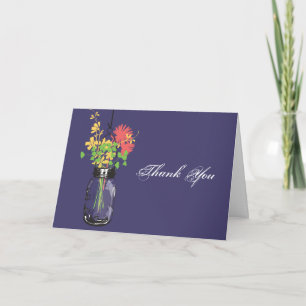 Cartão De Agradecimento Pote de Mason & Flores Silvestres