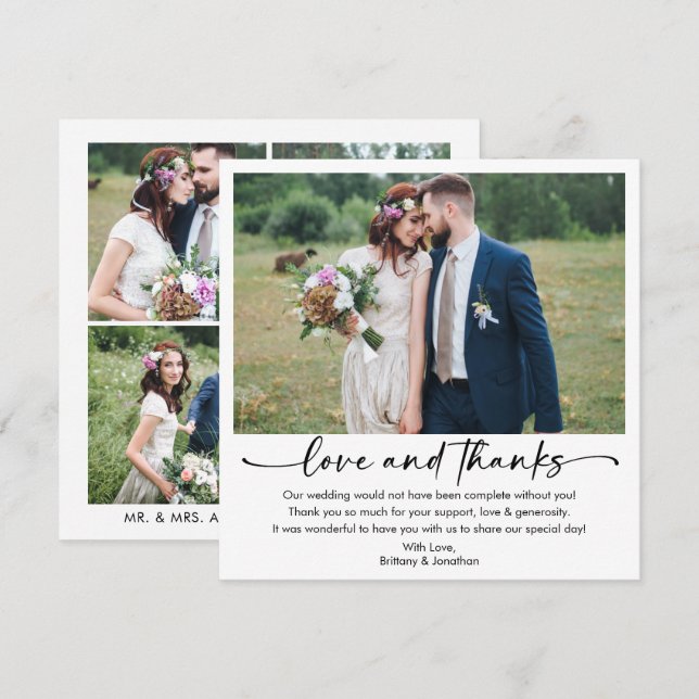 Cartão De Agradecimento Praça de Casamento Fotográfico do Script de Caneta (Frente/Verso)