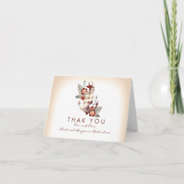 Cartão De Agradecimento Praia náutica - obrigado floral do casamento da