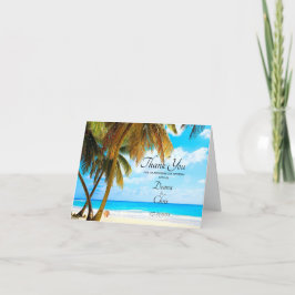 Cartão De Agradecimento Praia, Palmeiras, Casamento Oceânico