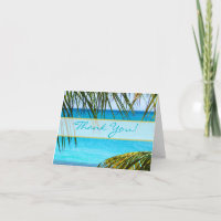 Praia tropical e palmas que Wedding o obrigado