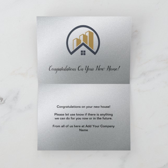 Cartão De Agradecimento Prata de Glamor | Imobiliário Preto e Branco (Interior)