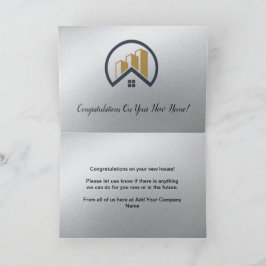 Cartão De Agradecimento Prata de Glamor | Imobiliário Preto e Branco