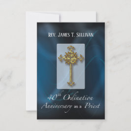Cartão De Agradecimento Prayer Card Name 40th Ordination Anniversary Blue