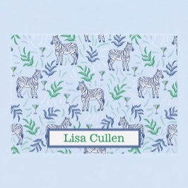 Cartão De Agradecimento Pré-disquete Personalizado Zebras e Martinis Azul