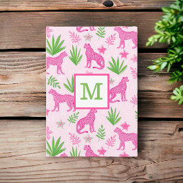 Cartão De Agradecimento Pré-Pink Cheetah Monograma