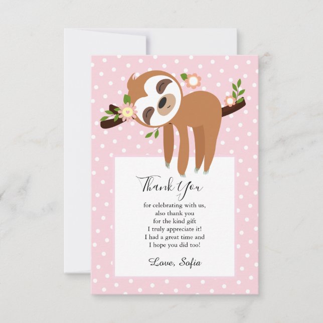 Cartão De Agradecimento preguiça, preguiça aguda, ilustração animal (Frente)