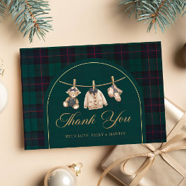 Cartão De Agradecimento Preppy Plaid Teddy Bear Baby Shower Thank You Card