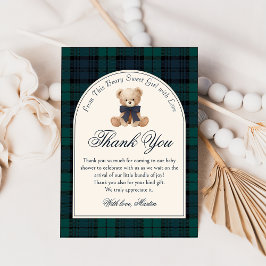 Cartão De Agradecimento Preppy Plaid Teddy Bear Birthday Thank You Card