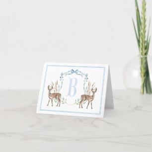 Cartão De Agradecimento Preppy Southern Blue Deer Chá de fraldas