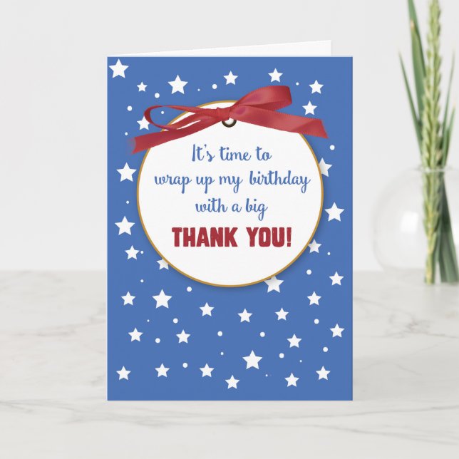 Cartão De Agradecimento Presente De Aniversário Obrigado Presentes, Fita V (Frente)