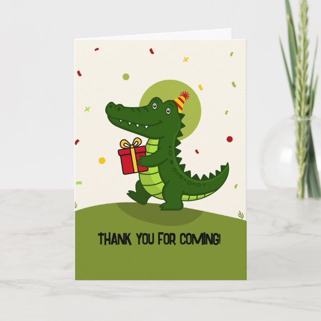 Cartão De Agradecimento Presente de Crocodilo Fofo (Frente)