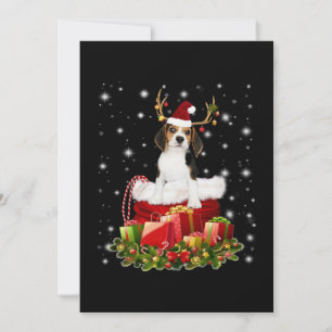 Cartão De Agradecimento Presente de Natal de Beagle Reindeer