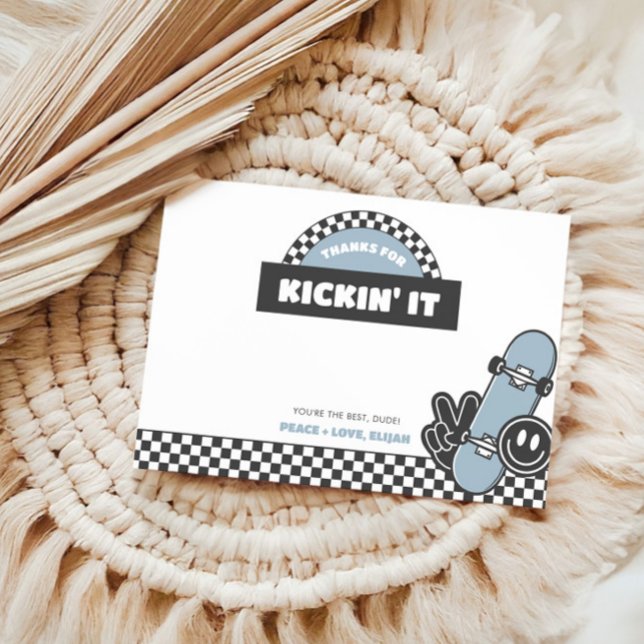 Cartão De Agradecimento Presente de Xadrez de Skate para Meninos Groovy Ra (Criador carregado)