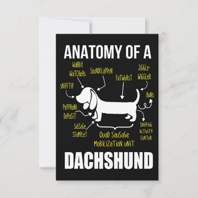 Cartão De Agradecimento Presente no cão | Anatomia De Dachshund (Frente)