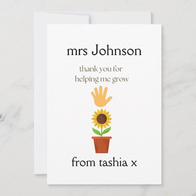 Cartão De Agradecimento Presente personalizado de professor, presente de p (Frente)